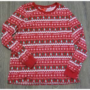 Holiday Lane Christmas Top Size L Women Long Sleeve Merry Snowflakes Loungewear